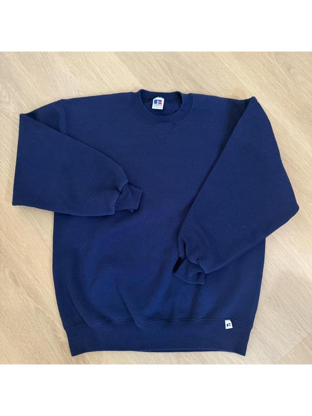 Vintage 1990s Navy Blue Russell Athletic Crewneck Sweatshirt